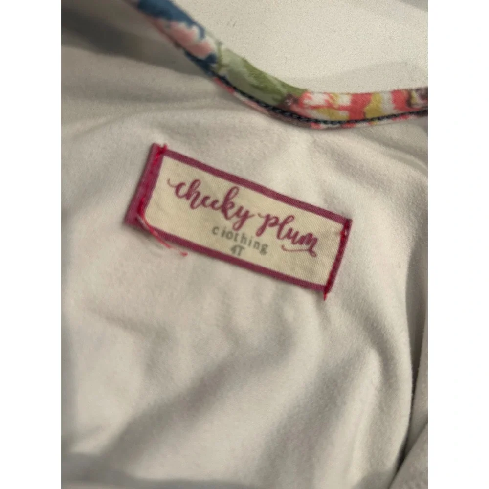 Cheeky Plum Leotard Dress Pink Floral Striped Ruffle Long Sleeve 4T‎ Boutique